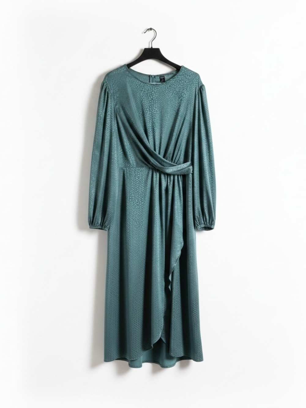 SHEIN Dusty Teal Long-Sleeve Twist-Front Maxi Dress